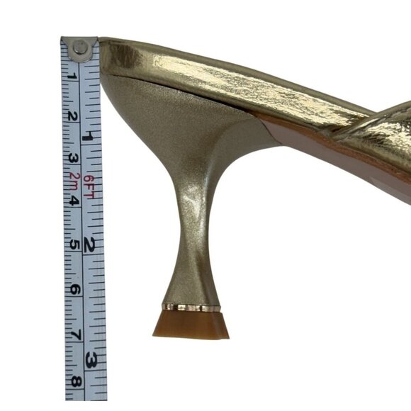 CHASE + CHLOE / Idra-3 / Gold / Pointed-Toe / Kitten Heel / Mules With Bow Accen - Picture 9 of 10